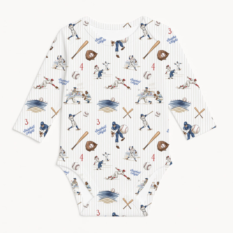Printed Long-Sleeved Bodyvest for Babies BLS001 BASEBALL Printed Long-Sleeved Bodyvest for Babies BLS001 BASEBALL