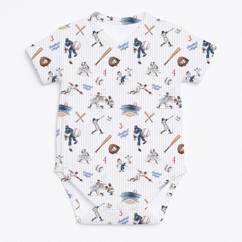 Printed Short-Sleeve Kimono Bodyvest for Babies BSHL004 BASEBALL Printed Short-Sleeve Kimono Bodyvest for Babies BSHL004 BASEBALL