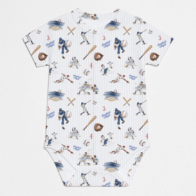 Printed Short-Sleeve Front Fastening Bodyvest for Babies BSHL009 BASEBALL Printed Short-Sleeve Front Fastening Bodyvest for Babies BSHL009 BASEBALL