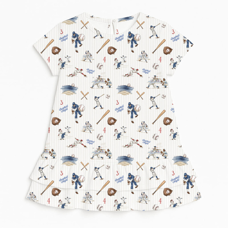 Платье с коротким рукавом и оборкой из хлопка Supima DR002 BASEBALL Платье с коротким рукавом и оборкой из хлопка Supima DR002 BASEBALL
