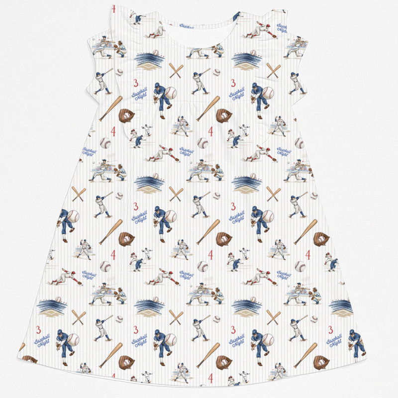 Supima Cotton Night Dress with Ruffle DR018 BASEBALL Supima Cotton Night Dress with Ruffle DR018 BASEBALL