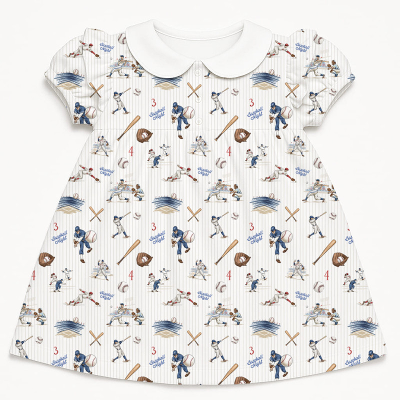 Платье с коротким рукавом и оборкой из хлопка Supima DR019CL BASEBALL Платье с коротким рукавом и оборкой из хлопка Supima DR019CL BASEBALL
