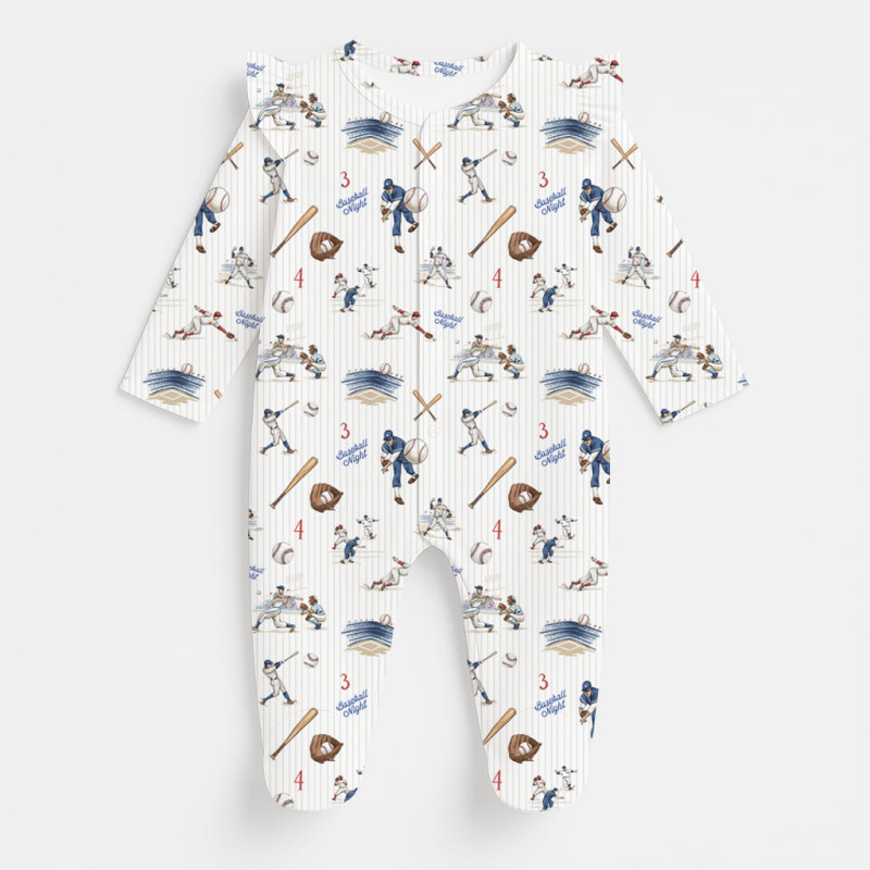 Babygrow with ruffles 100% pima cotton K065 BASEBALL Babygrow with ruffles 100% pima cotton K065 BASEBALL