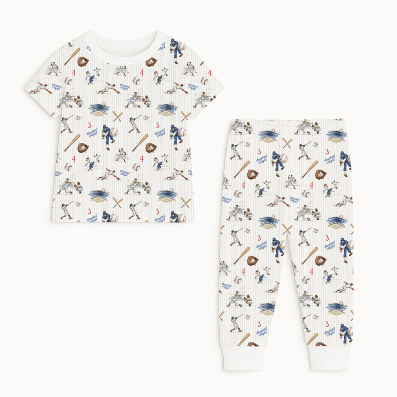 Patterned Supima Cotton Pyjamas Set PJ008 BASEBALL Patterned Supima Cotton Pyjamas Set PJ008 BASEBALL