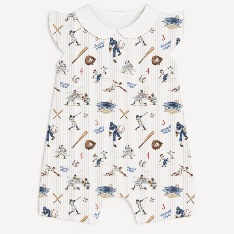 Supima Cotton Shortie with Ruffles and Collar – R007CL BASEBALL