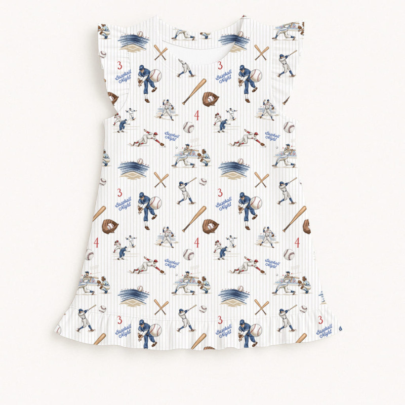 Frill Trim Sleeveless Top for Girls TSH003 BASEBALL