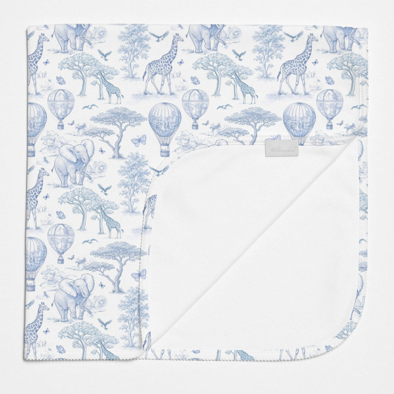 Two-Layer Baby Blanket BL001 BLUE TOILE AFRICA Two-Layer Baby Blanket BL001 BLUE TOILE AFRICA