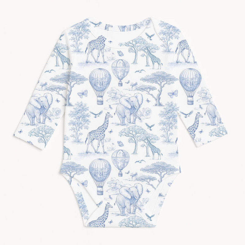Printed Long-Sleeved Bodyvest for Babies BLS001  BLUE TOILE AFRICA