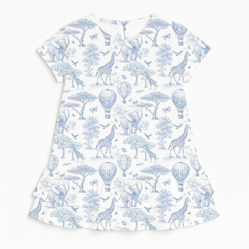 Supima Cotton Night Dress with Ruffle DR002 BLUE TOILE AFRICA