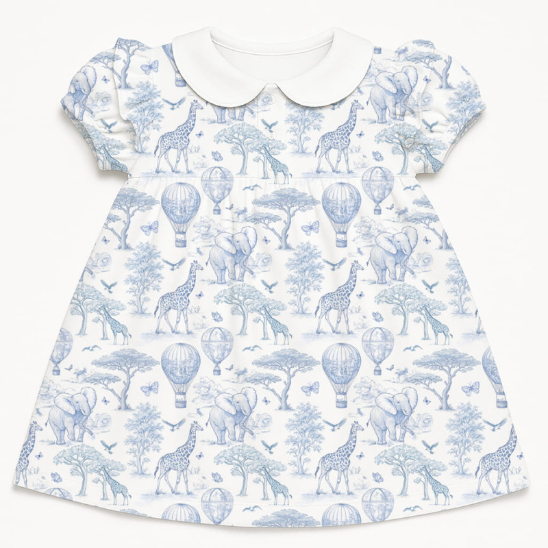 Supima Cotton Night Dress with Ruffle DR019CL BLUE TOILE AFRICA