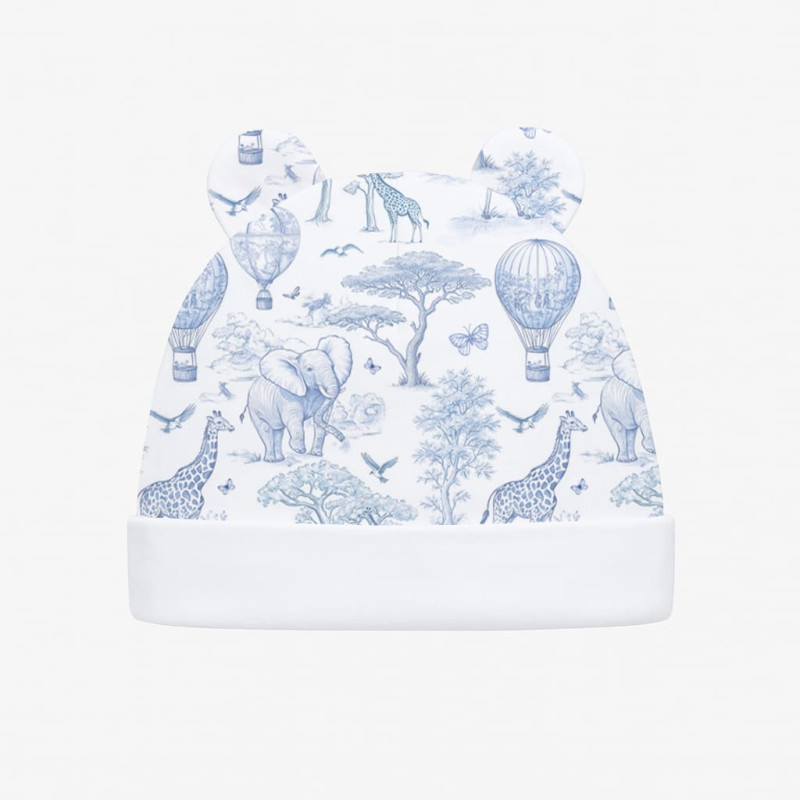 Hat with ears Supima Cotton  H002 BLUE TOILE AFRICA