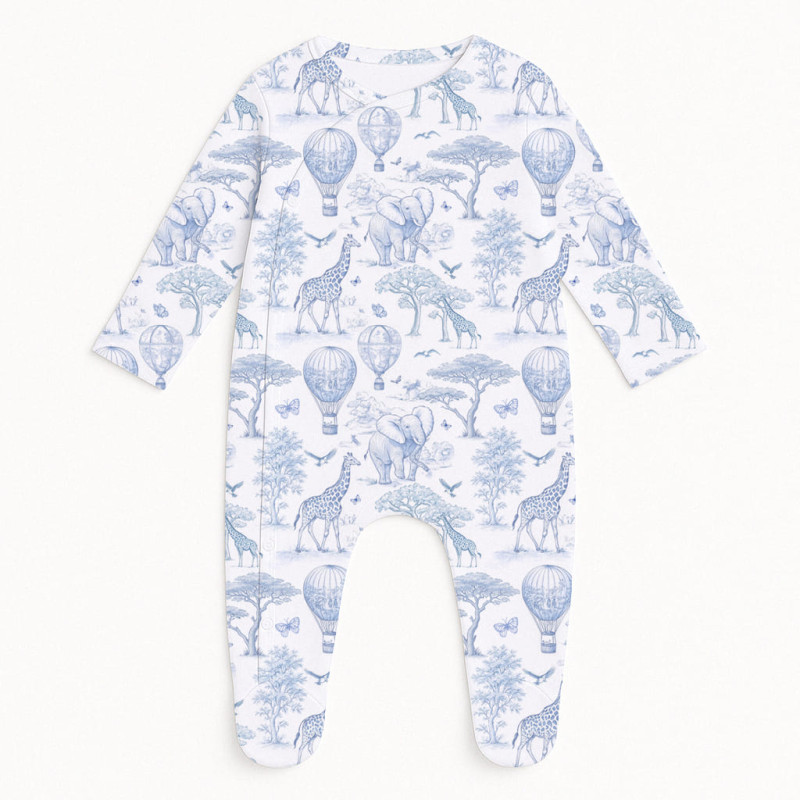 Babygrow for baby with Side Opening K020 BLUE TOILE AFRICA