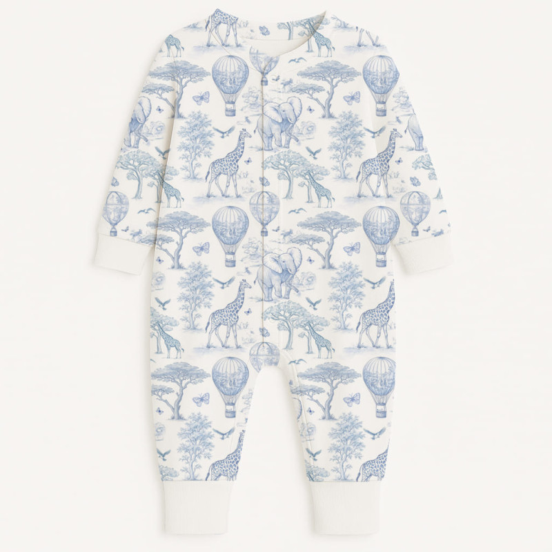 Long sleeve Romper for baby K060 BLUE TOILE AFRICA