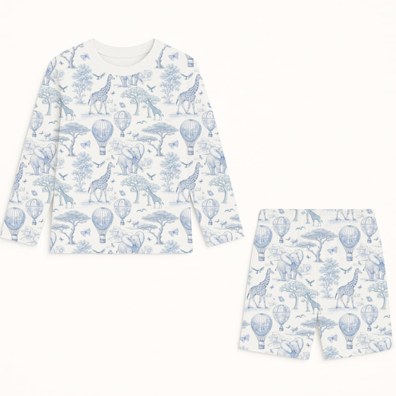 Printed Supima Cotton Top and Shorts Pyjama Set – PJ010 BLUE TOILE AFRICA