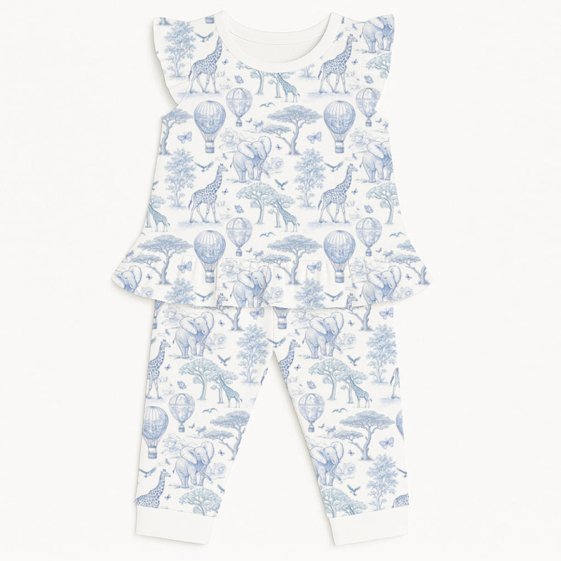 Girls Supima Cotton Pyjamas with Ruffles – PJ012 BLUE TOILE AFRICA