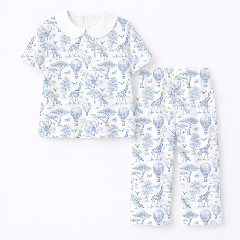 Дитяча піжама з комірцем 100% pima котона PJ021 BLUE TOILE AFRICA