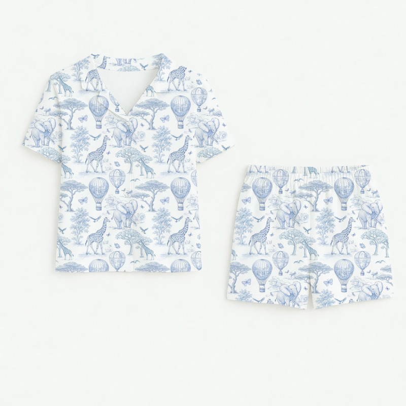 Children’s Pajama Set with Short Sleeves and Shorts PJ023 BLUE TOILE AFRICA