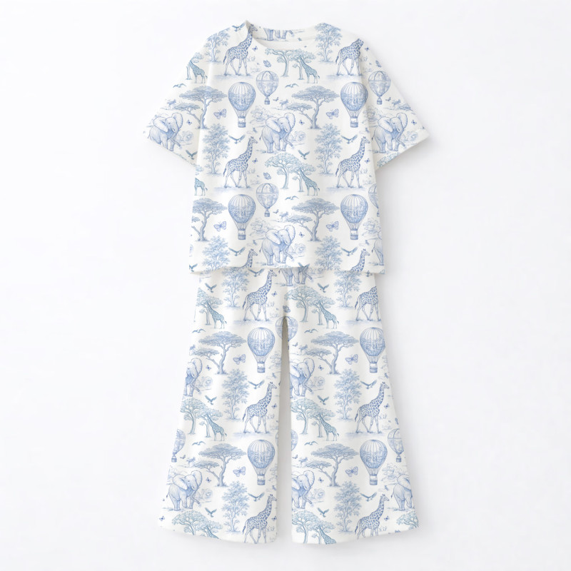 Children’s Set with Oversized T-Shirt and Palazzo Pants  PJ030 100% Pima Cotton