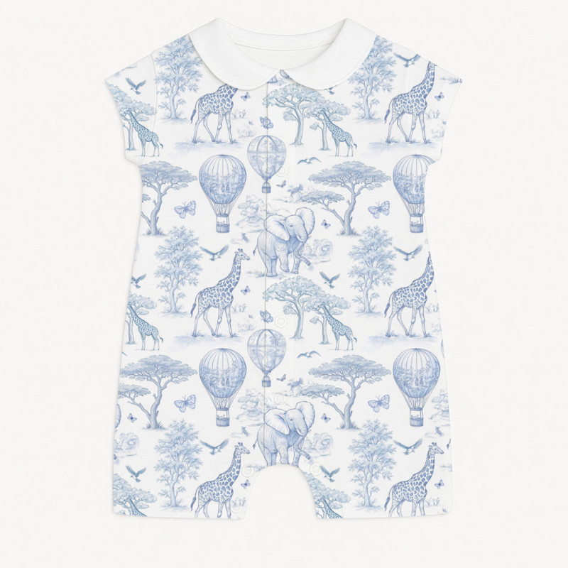 Supima Cotton Shortie with Collar R003CL BLUE TOILE AFRICA Supima Cotton Shortie with Collar R003CL BLUE TOILE AFRICA