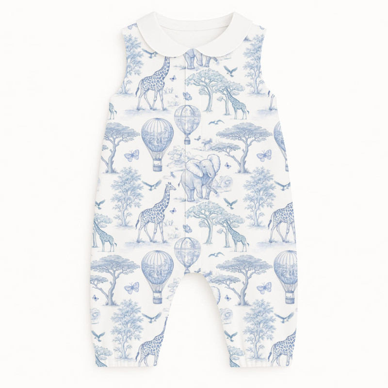 Довгий пісочник з рукавами i комерцем з бавовни Supima R009CL BLUE TOILE AFRICA