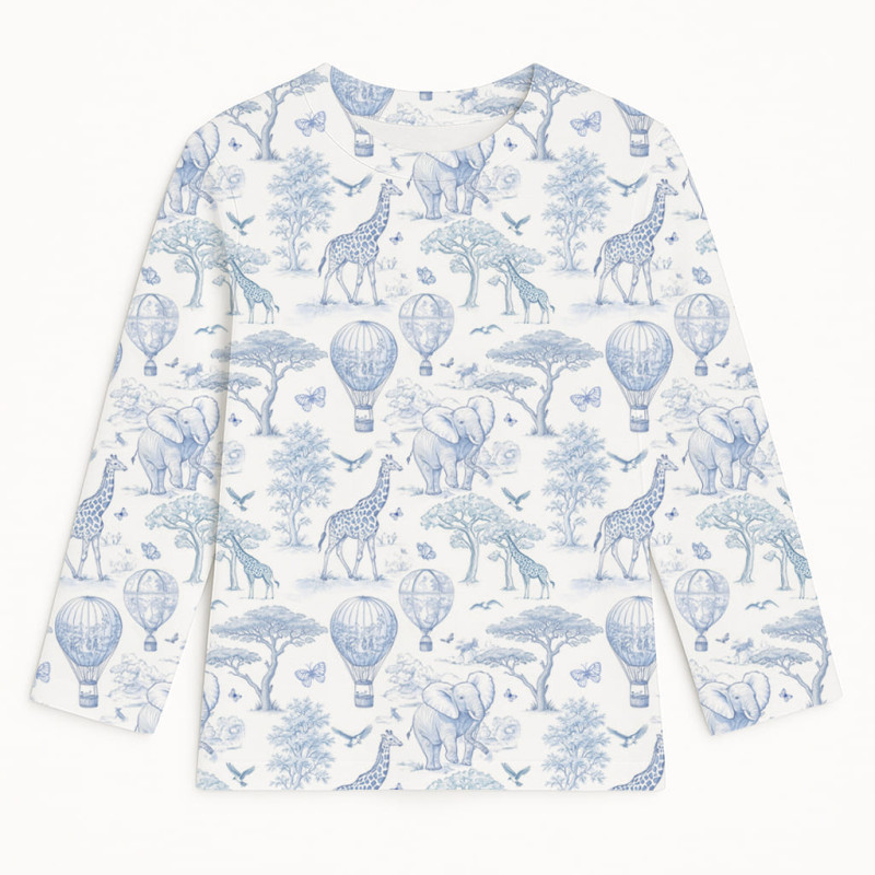 Long Sleeve T-shirt for Boys and Girls TSH002 BLUE TOILE AFRICA Long Sleeve T-shirt for Boys and Girls TSH002 BLUE TOILE AFRICA
