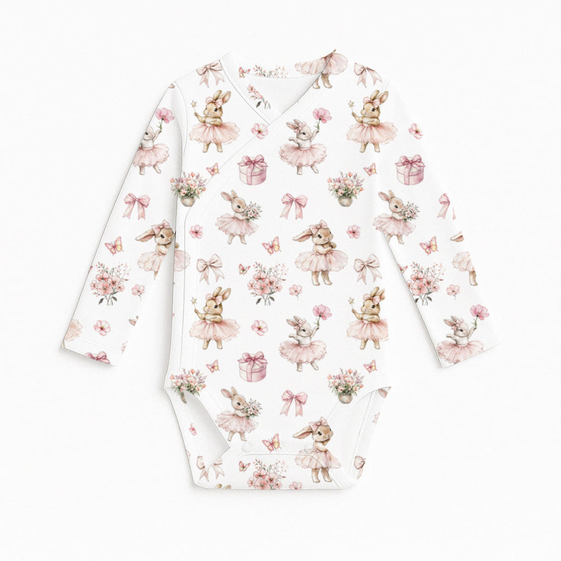 Боді Kimono з довгим рукавом для немовлят BLS004 BUBBLES