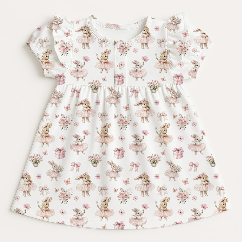 Supima Cotton Night Dress with Ruffle DR019 BUBBLES Supima Cotton Night Dress with Ruffle DR019 BUBBLES