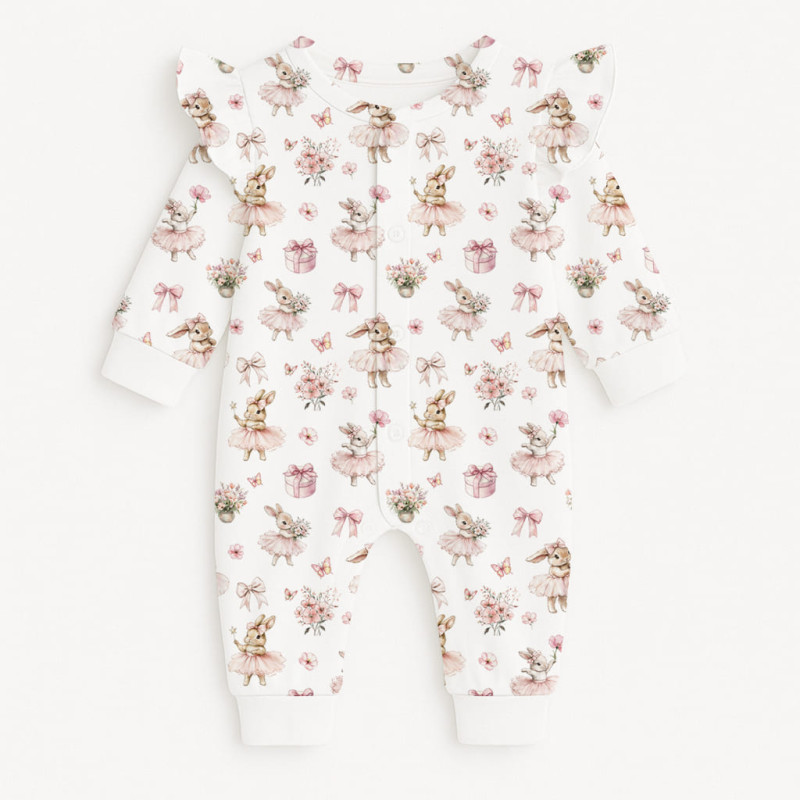 Long sleeve Romper for baby with ruffles K070 BUBBLES Long sleeve Romper for baby with ruffles K070 BUBBLES