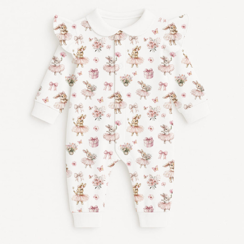 Long sleeve Romper for baby  with ruffles and Collar K070CL BUBBLES
