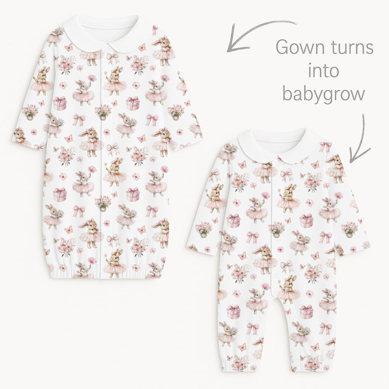 Baby converter gown with collar TR003 BUBBLES