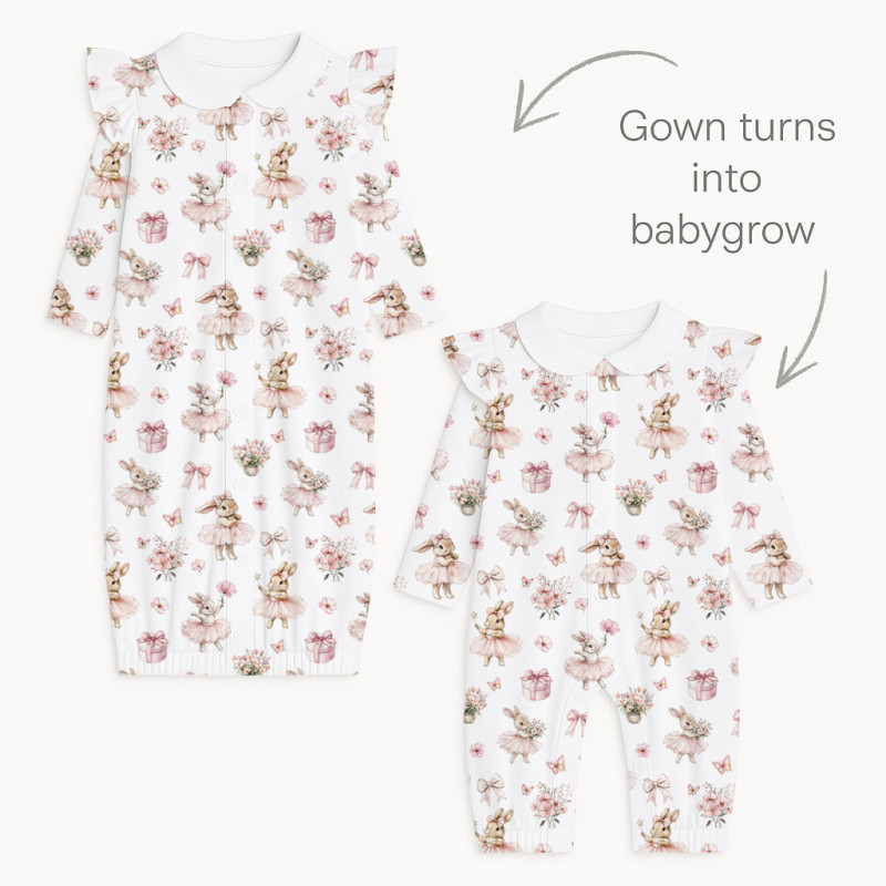 Baby converter gown with collar and ruffles TR004 BUBBLES