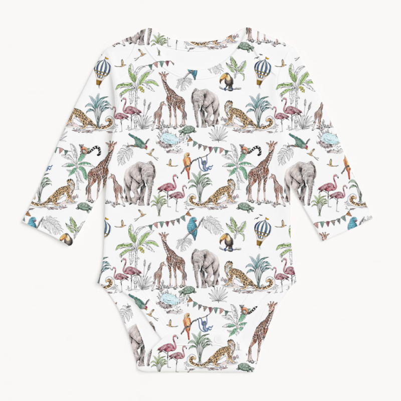 Printed Long-Sleeved Bodyvest for Babies BLS001 MADAGASKAR Printed Long-Sleeved Bodyvest for Babies BLS001 MADAGASKAR