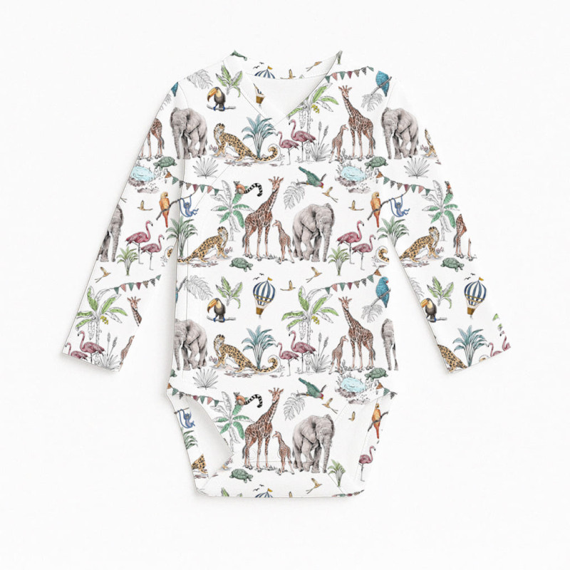 Printed Long-Sleeve Kimono Bodyvest for Babies BLS004  MADAGASKAR