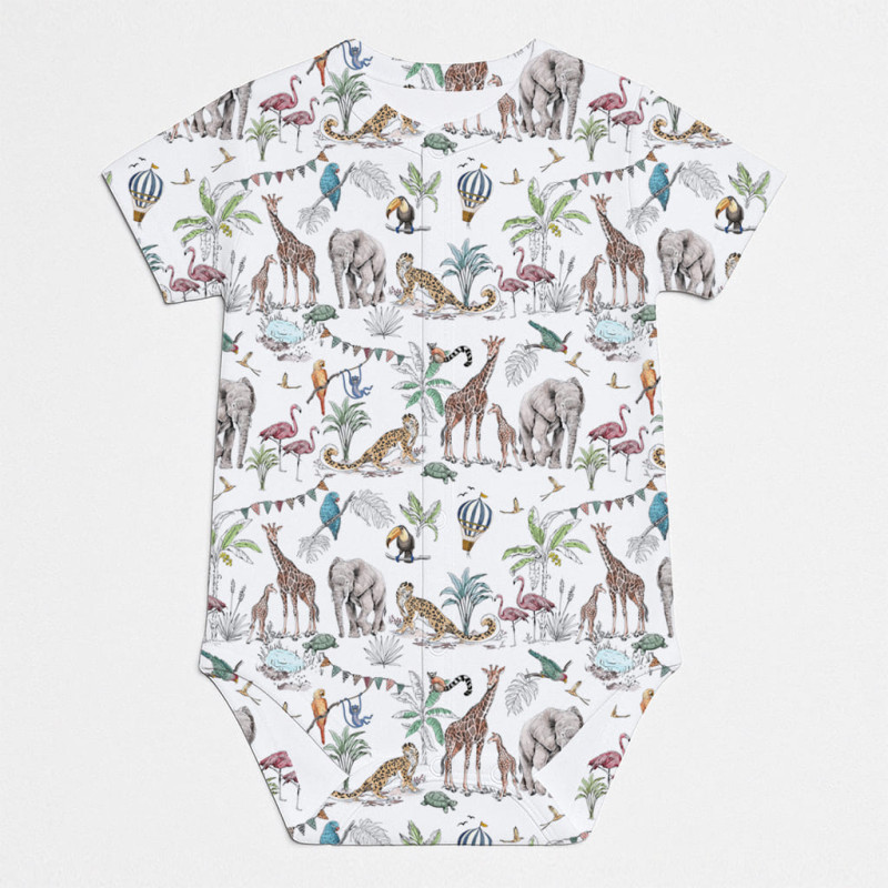 Printed Short-Sleeve Front Fastening Bodyvest for Babies BSHL009 MADAGASKAR Printed Short-Sleeve Front Fastening Bodyvest for Babies BSHL009 MADAGASKAR