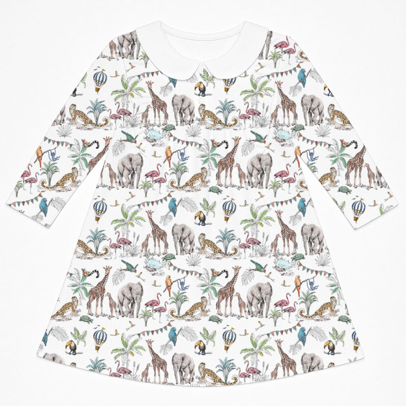 Charming Long-Sleeved Dress with Ruffles and Collar DR016CL MADAGASKAR Charming Long-Sleeved Dress with Ruffles and Collar DR016CL MADAGASKAR