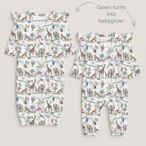 Baby converter gown with ru..