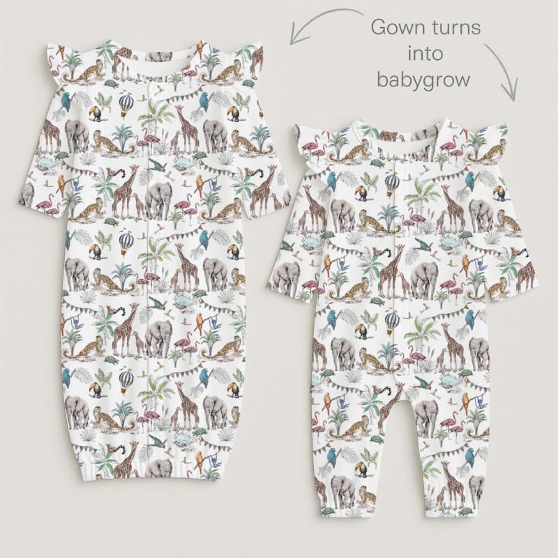 Baby converter gown with ruffles for girls TR002 MADAGASKAR