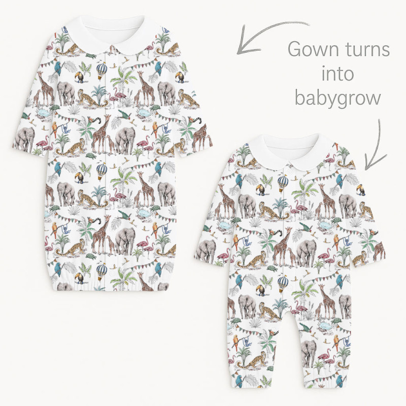 Baby converter gown with collar TR003 MADAGASKAR Baby converter gown with collar TR003 MADAGASKAR