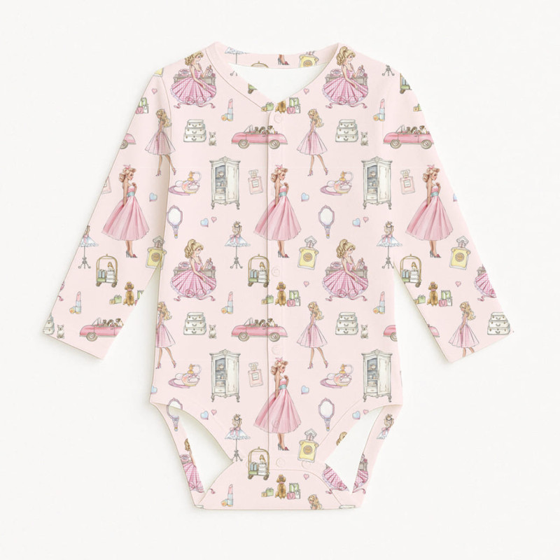 Printed Long-Sleeve Front Fastening Bodyvest for Babies BLS005 MON CHERIE