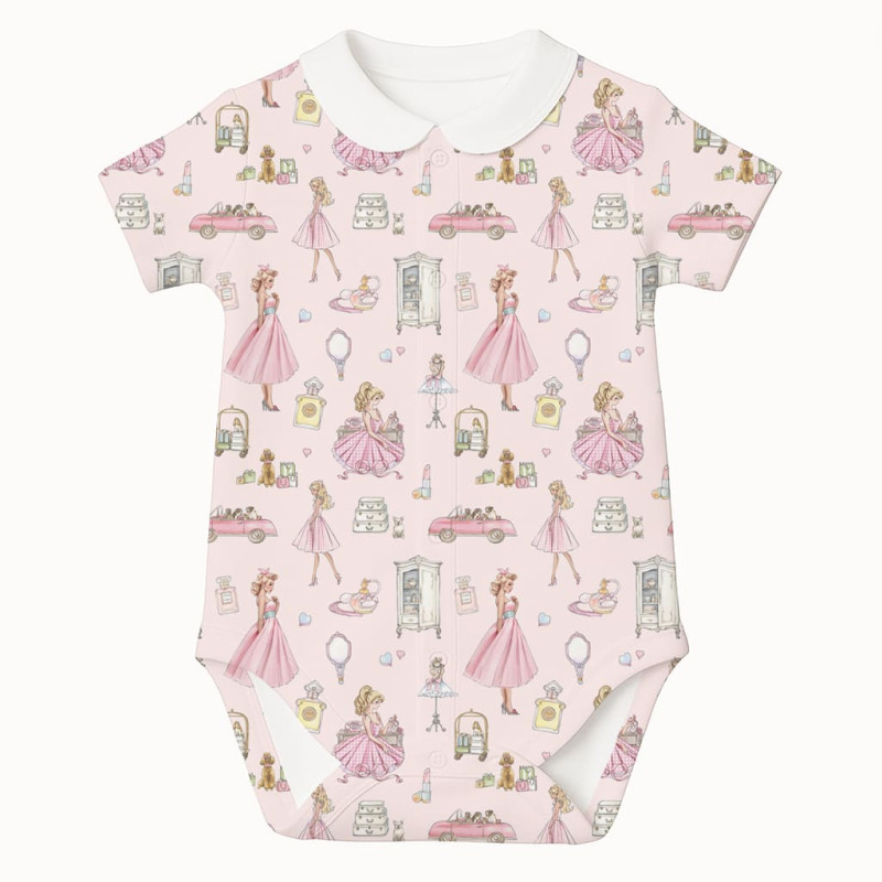 Printed Short-Sleeve Front Fastening Bodyvest with Collar for Babies BSHL009CL MON CHERIE Printed Short-Sleeve Front Fastening Bodyvest with Collar for Babies BSHL009CL MON CHERIE