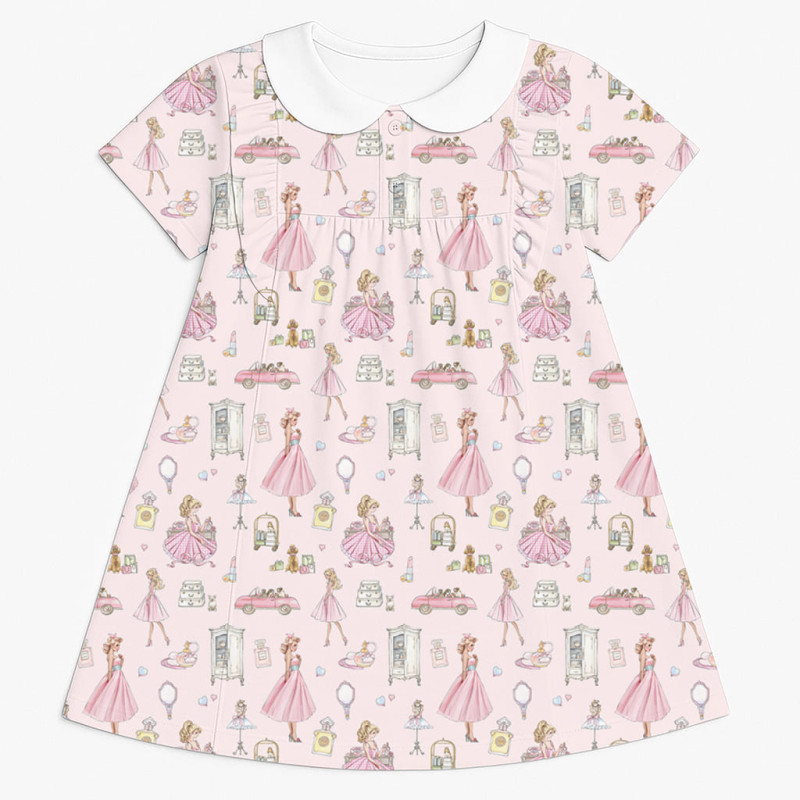 Supima Cotton Night Dress with Ruffle  and Collar DR018CL MON CHERIE
