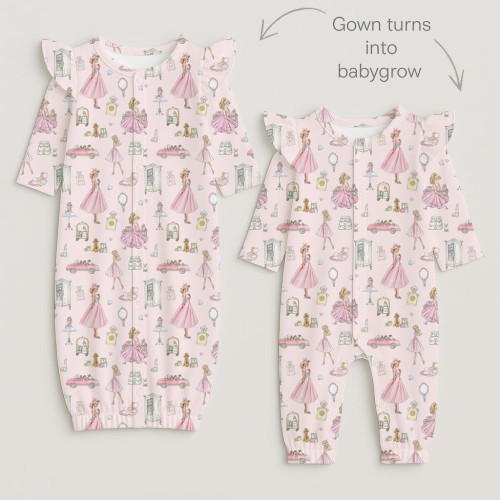Baby converter gown with ru..
