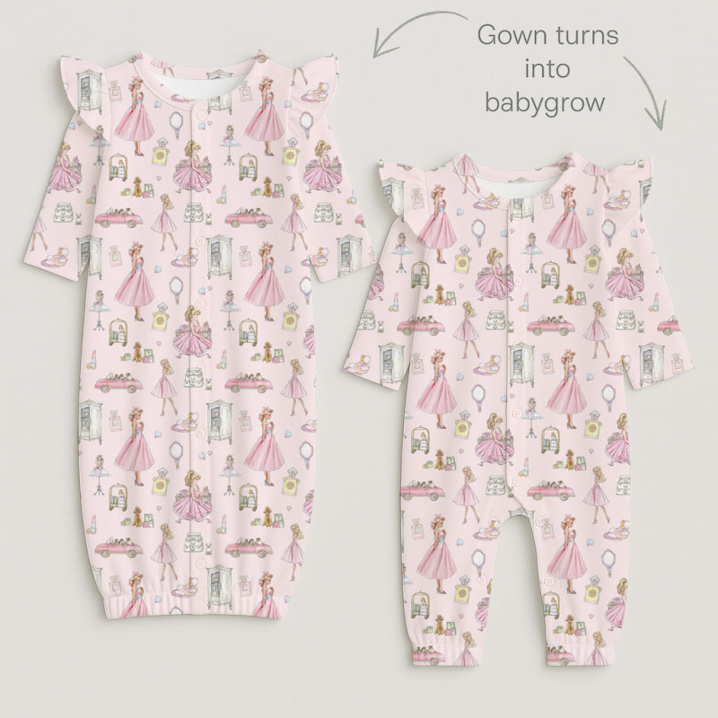 Baby converter gown with ruffles for girls TR002 MON CHERIE Baby converter gown with ruffles for girls TR002 MON CHERIE