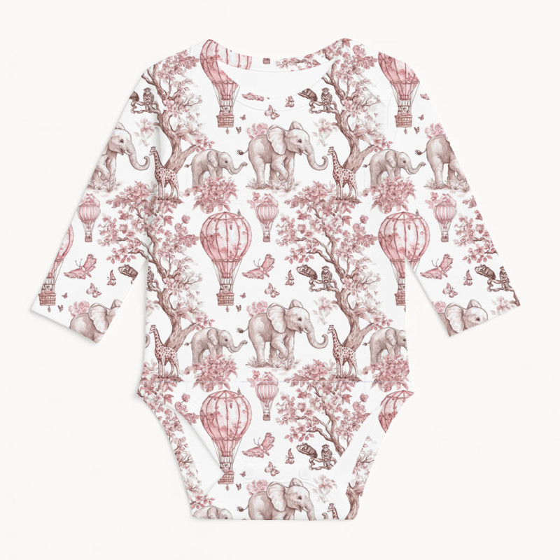 Printed Long-Sleeved Bodyvest for Babies BLS001 Pink Toile Africa Printed Long-Sleeved Bodyvest for Babies BLS001 Pink Toile Africa
