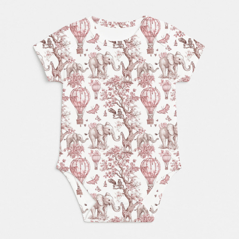 Printed Short-Sleeve Bodyvest for Babies BSHL001 Pink Toile Africa Printed Short-Sleeve Bodyvest for Babies BSHL001 Pink Toile Africa