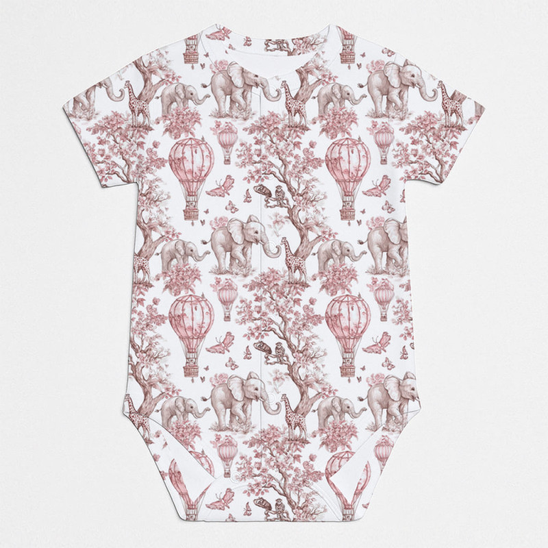 Боді Передня застібка з коротким рукавом для немовлят BSHL009  Pink Toile Africa