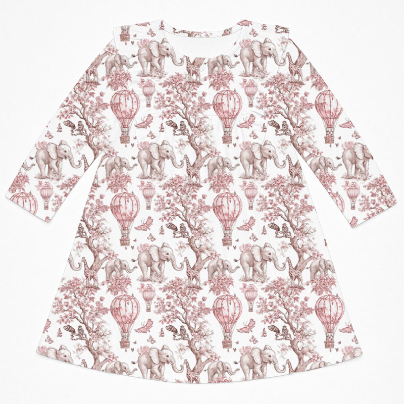 Charming Long-Sleeved Night Dress with Ruffles DR016 Pink Toile Africa Charming Long-Sleeved Night Dress with Ruffles DR016 Pink Toile Africa