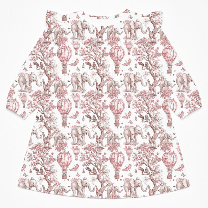 Charming Long-Sleeved Night Dress with Ruffles DR017 Pink Toile Africa Charming Long-Sleeved Night Dress with Ruffles DR017 Pink Toile Africa