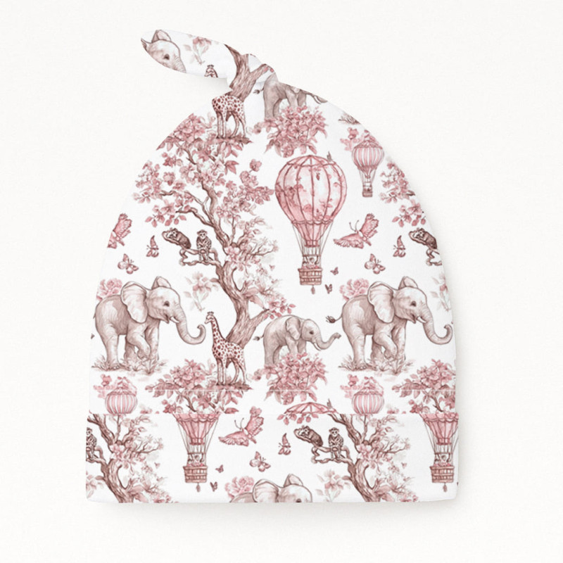 Supima Cotton Layette Hat with Knot H003 Pink Toile Africa Supima Cotton Layette Hat with Knot H003 Pink Toile Africa