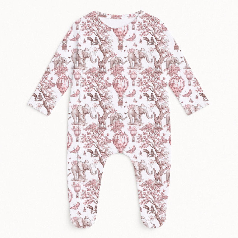 Babygrow for baby with Side Opening K020 Pink Toile Africa